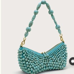 Cult Gaia Turquoise Beaded Mercier Clutch